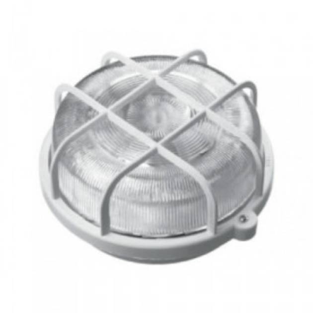 Anco kerek hajólámpa E27 100W műanyag ráccsal fehér 