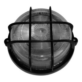 Anco kerek hajólámpa E27 100W műanyag ráccsal fekete