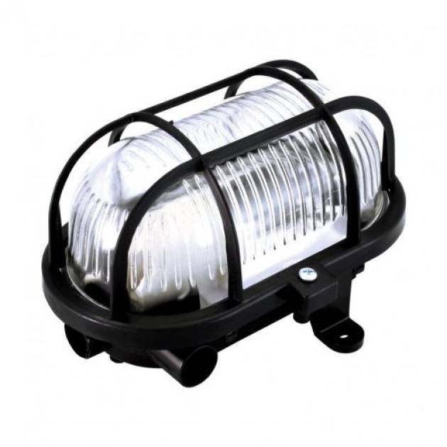 Anco ovális hajólámpa E27 60W műanyag ráccsal fekete 