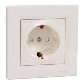 ASFORA 2P+F csatlakozóaljzat, biztonsági zsaluval, csavaros, kerettel, bézs