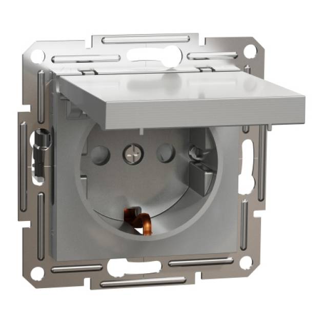 ASFORA 2P+F csatlakozóaljzat, csapfedeles, csavaros, alumínium 