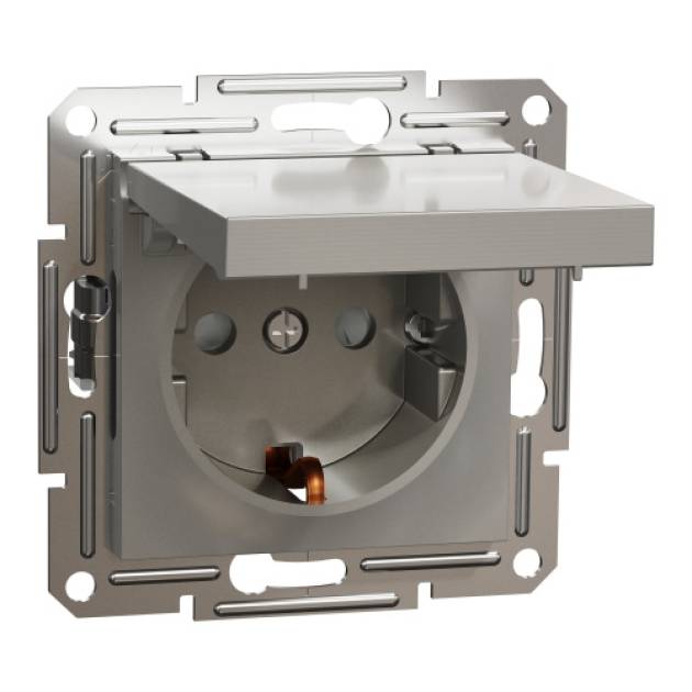 ASFORA 2P+F csatlakozóaljzat, csapfedeles, csavaros, bronz 