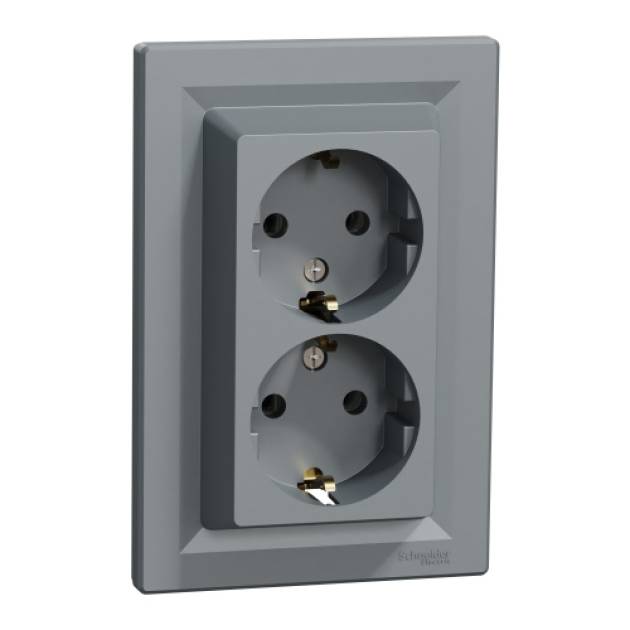 ASFORA 2x2P+F csatlakozóaljzat, csavaros, acél 