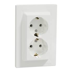 ASFORA 2x2P+F csatlakozóaljzat, csavaros, kerettel, fehér