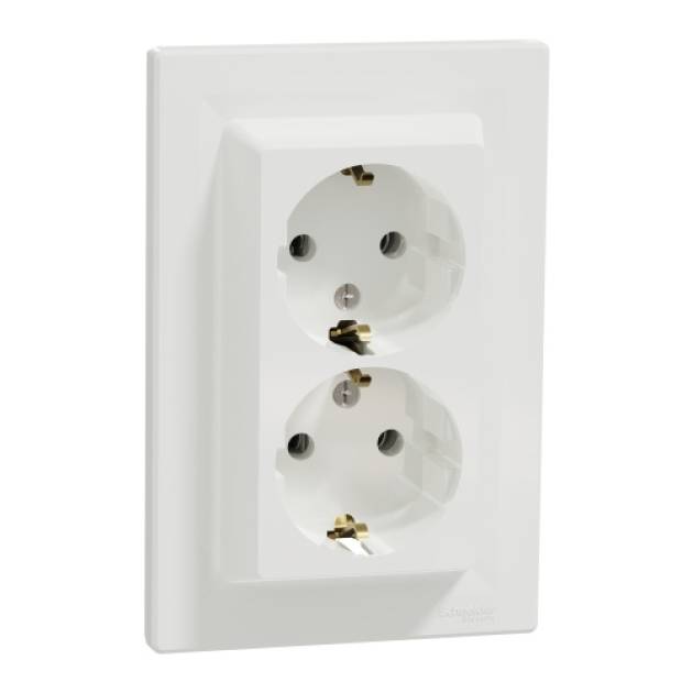 ASFORA 2x2P+F csatlakozóaljzat, csavaros, kerettel, fehér 