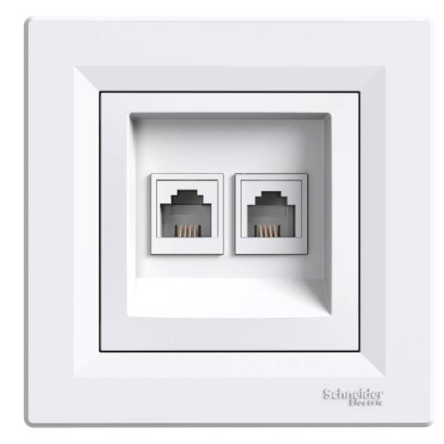 ASFORA 2xRJ11 telefon aljzat, fehér 