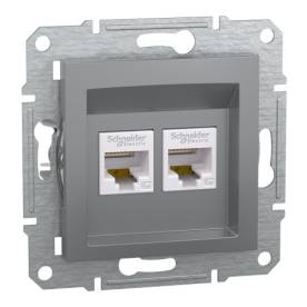 ASFORA 2xRJ45 Cat5e UTP aljzat, acél