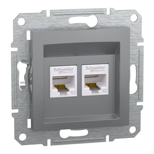 ASFORA 2xRJ45 Cat5e UTP aljzat, acél 