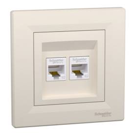 ASFORA 2xRJ45 Cat5e UTP aljzat, bézs