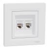 ASFORA 2xRJ45 Cat5e UTP aljzat, fehér 
