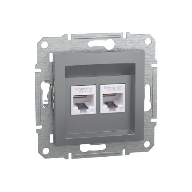 ASFORA 2xRJ45 Cat6 UTP aljzat, acél 