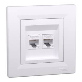 ASFORA 2xRJ45 Cat6 UTP aljzat, fehér