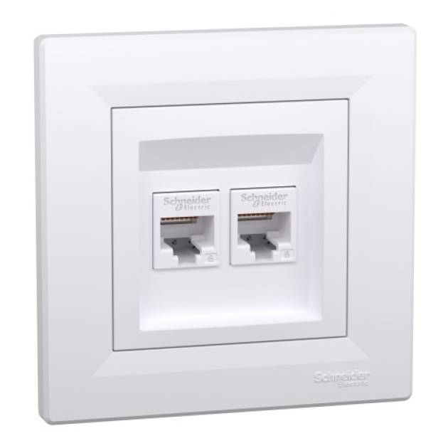 ASFORA 2xRJ45 Cat6 UTP aljzat, fehér 