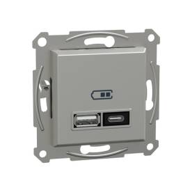 ASFORA Dupla USB töltő, A+C, 21W, alumínium