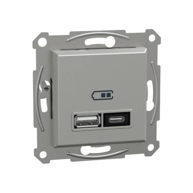 ASFORA Dupla USB töltő, A+C, 21W, alumínium 