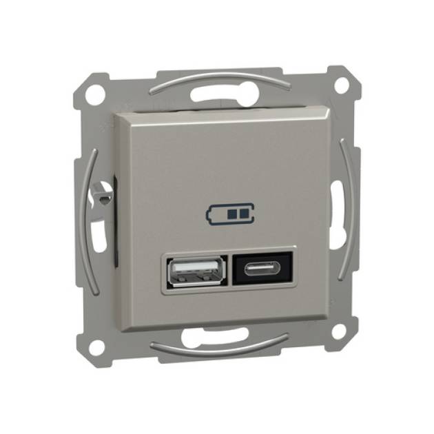 ASFORA Dupla USB töltő, A+C, 21W, bronz 