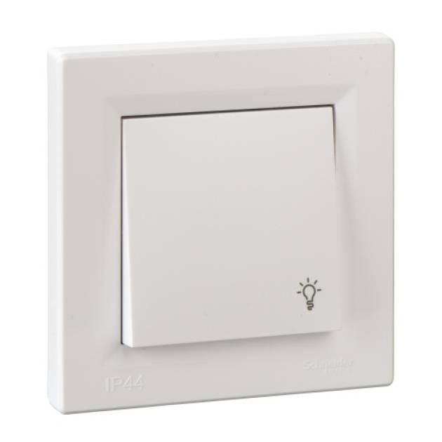 ASFORA Egypólusú nyomó, lámpajel - IP44, kerettel, fehér 