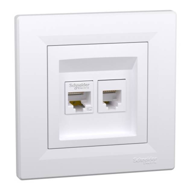 ASFORA RJ45 Cat5e UTP + RJ12 aljzat, fehér 