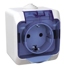 CEDAR PLUS 2P+F csatlakozóaljzat, biztonsági zsaluval, átlátszó csapófedéllel, I