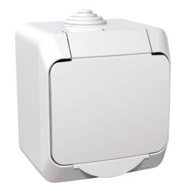 CEDAR PLUS 2P+F csatlakozóaljzat, biztonsági zsaluval, csapófedéllel, IP44, fehé