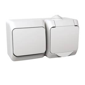 CEDAR PLUS 2P+F csatlakozóaljzat, egypólusú kapcsolóval, IP44, fehér