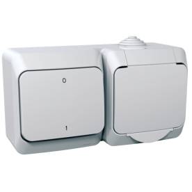 CEDAR PLUS 2P+F csatlakozóaljzat, kétpólusú kapcsolóval, IP44, fehér