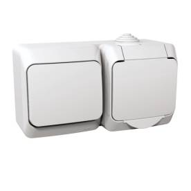 CEDAR PLUS 2P+F csatlakozóaljzat, váltókapcsolóval, IP44, fehér