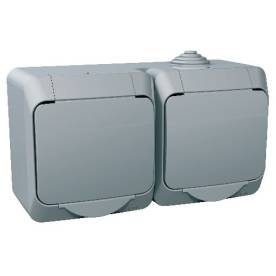 CEDAR PLUS 2x2P+F csatlakozóaljzat, biztonsági zsaluval, csapófedéllel, IP44, sz