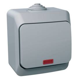 CEDAR PLUS Váltókapcsoló, jelzőfénnyel, IP44, szürke