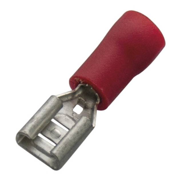 Csúszósaru 20,5mm hüvely részlegesen szigetelt piros lapos 6,3x0,8 mm sárgaréz 0 
