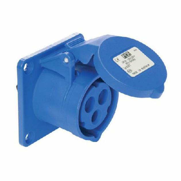 Dugalj beépíthető 16A 3-pólus 230V(50+60Hz) kék egyenes IP44 műanyag 