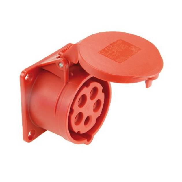 Dugalj beépíthető 32A 5-pólus 400V(50+60Hz) piros egyenes IP44 műanyag 