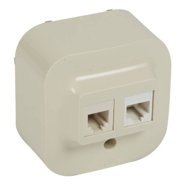 Forix IP20 falon kívüli 1xRJ45 Cat5e UTP  + RJ11 aljzat bézs 