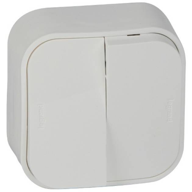 Forix IP20 falon kívüli kettős egypólusú kapcsoló, 10 AX - 250 V~ fehér 