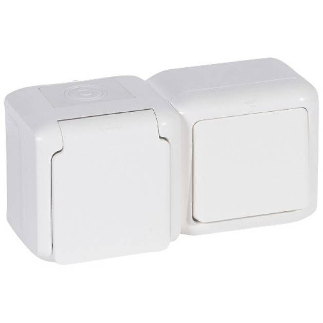 Forix IP44 fk 1P kapcsoló + 2P+F csatlakozóaljzat, csapófedéllel, biztonsági zsa 