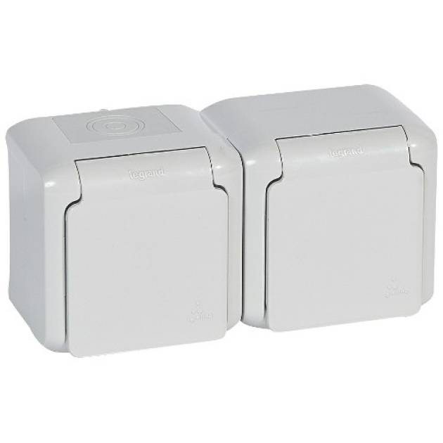 Forix IP44 fk 2x2P+F földelt csatlakozóaljzat, 16A, csapófedéllel, biztonsági zs 