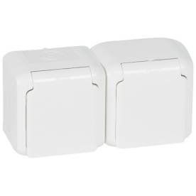 Forix IP44 fk 2x2P+F földelt csatlakozóaljzat, 16A, csapófedéllel, biztonsági zs