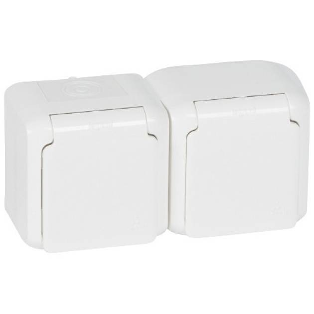 Forix IP44 fk 2x2P+F földelt csatlakozóaljzat, 16A, csapófedéllel, biztonsági zs 