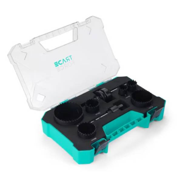 Körkivágó/koronafúró készlet 2 hexa/bit befogású központosítóval 6 koronafúróval 