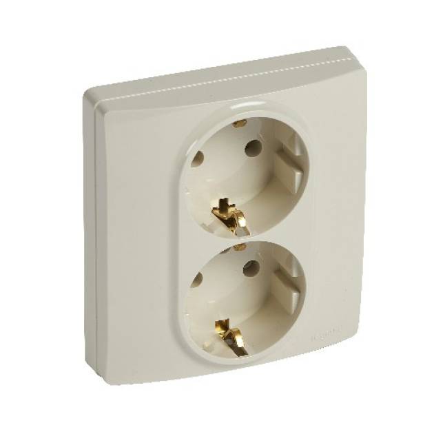 Niloé 2×2P+F csatlakozóaljzat biztonsági zsaluval (csavaros), bézs 