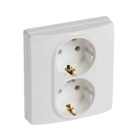 Niloé 2×2P+F csatlakozóaljzat biztonsági zsaluval (csavaros), fehér