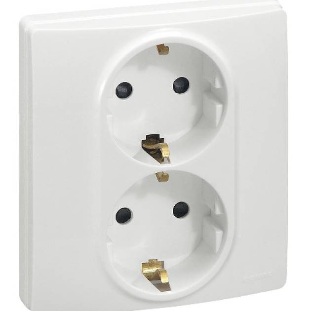 Niloé 2×2P+F csatlakozóaljzat (csavaros), fehér 