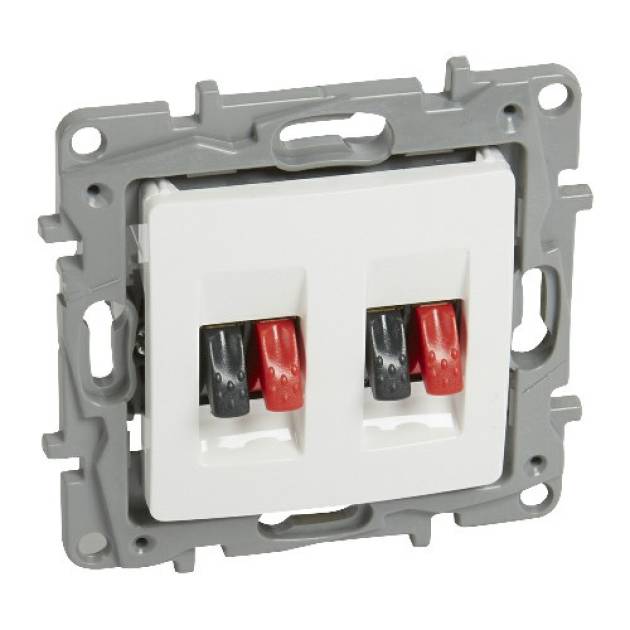 Niloé kettős hangszóró-csatlakozóaljzat, fehér 