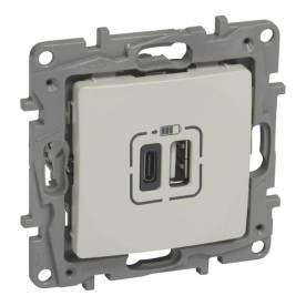 Niloé kettős USB-A+C töltőaljzat - 3 A - 15 W, bézs