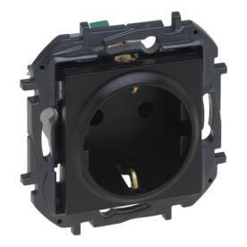 Niloé Step 2P+F csatlakozóaljzat (rugós), biztonsági zsaluval, fekete