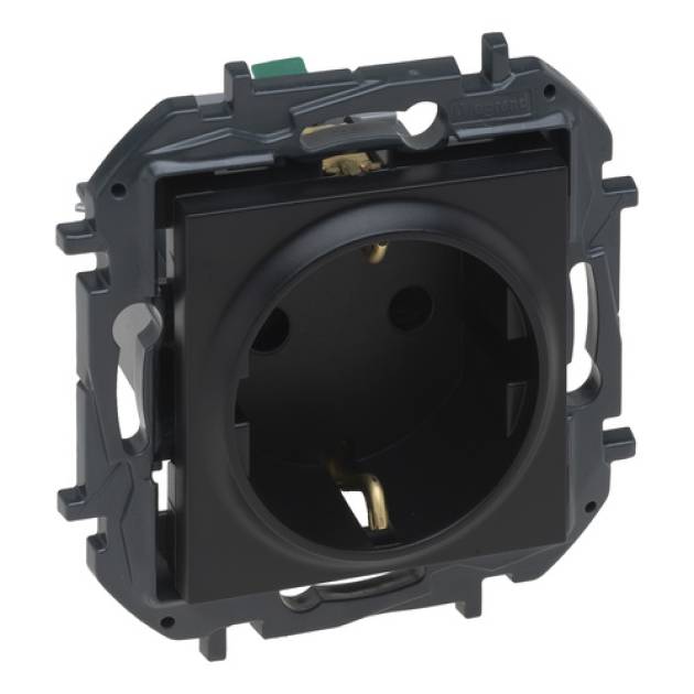 Niloé Step 2P+F csatlakozóaljzat (rugós), biztonsági zsaluval, fekete 