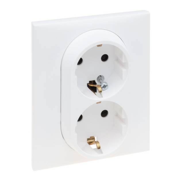 Niloé Step 2x2P+F csatlakozóaljzat (rugós), biztonsági zsaluval, fehér 