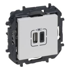 Niloé Step 2xUSB-A+C töltőaljzat 5V 3A 15W, fehér