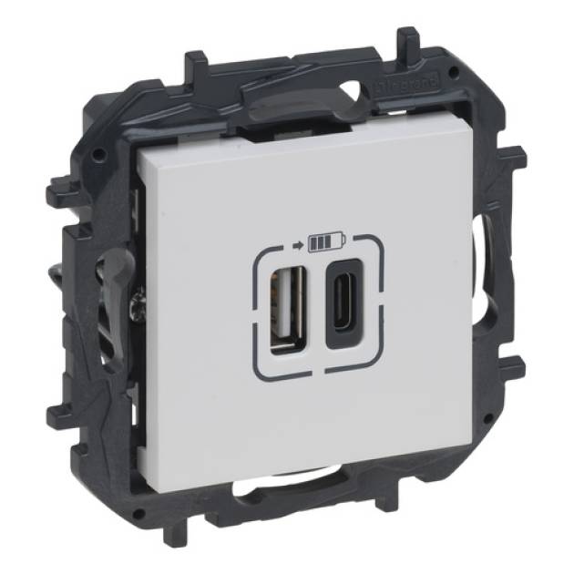 Niloé Step 2xUSB-A+C töltőaljzat 5V 3A 15W, fehér 