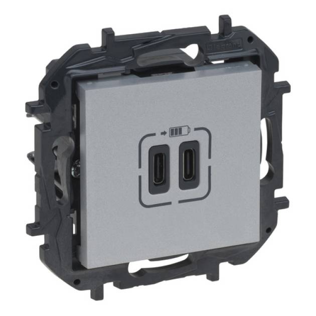 Niloé Step 2xUSB-C töltőaljzat 5V 3A 15W, alumínium 